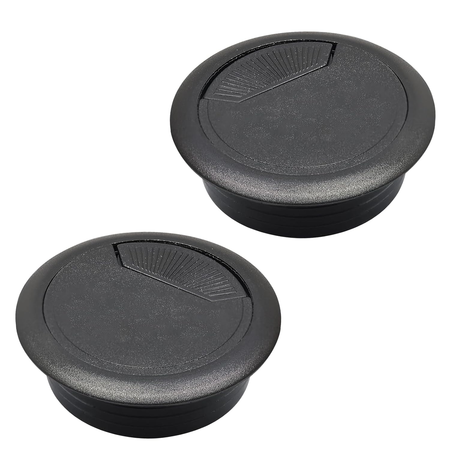 Desk Grommet 2" (50 mm), Desk Cord Hole Cover, Cable Grommet ABS Plastic, Desk Hole Grommet for Office and Home Table Cable, Detachable Adjustable Cable Cord Organizer (Black 2 Pcs)