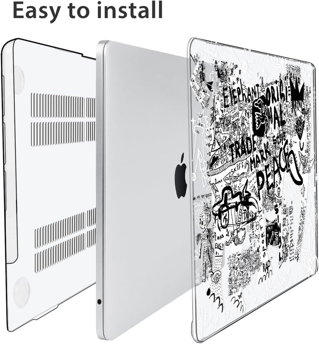 for 2025 2024 2023 2022 MacBook Air 13 inch Case M4 A3240 M3 A3113 M2 A2681 with Touch ID& 13.6" Liquid Retina Display, Plastic Hard Shell&Keyboard Cover&Screen Film&Webcam Cover, Elephant
