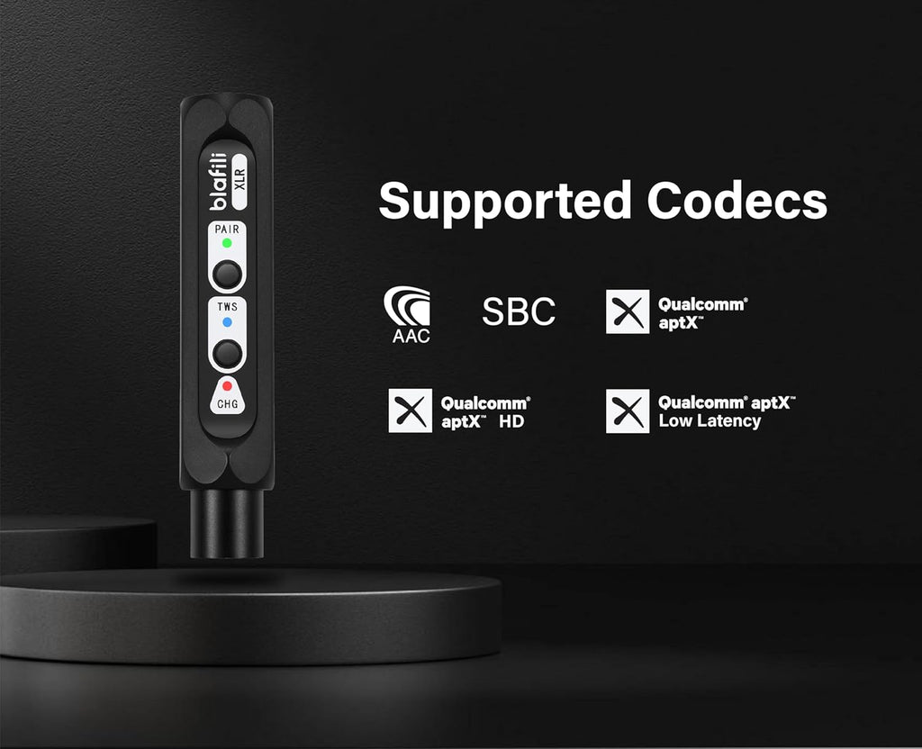 XLR Portable Bluetooth v5.1 Music Receiver, aptX HD aptX Low Latency AAC SBC TWS, Rechargeable Battery 10hrs Long Playtime, USB-C DAC for Mixing Console Desk, Audio Mixer, PA DJ System