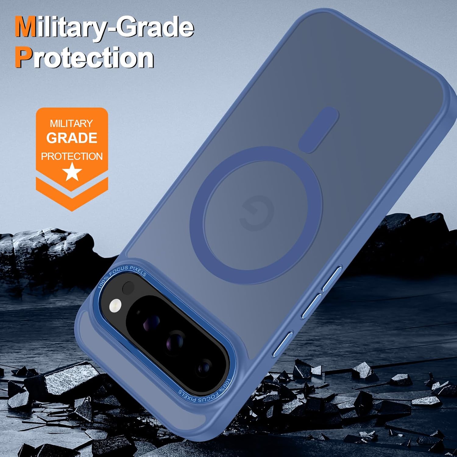 Magnetic for Google Pixel 9 Pro XL Case, [Military Grade Drop Protection] [Compatible with MagSafe] Shockproof Slim Translucent Matte Anti-Slip for Women Girls Men Case, Blue