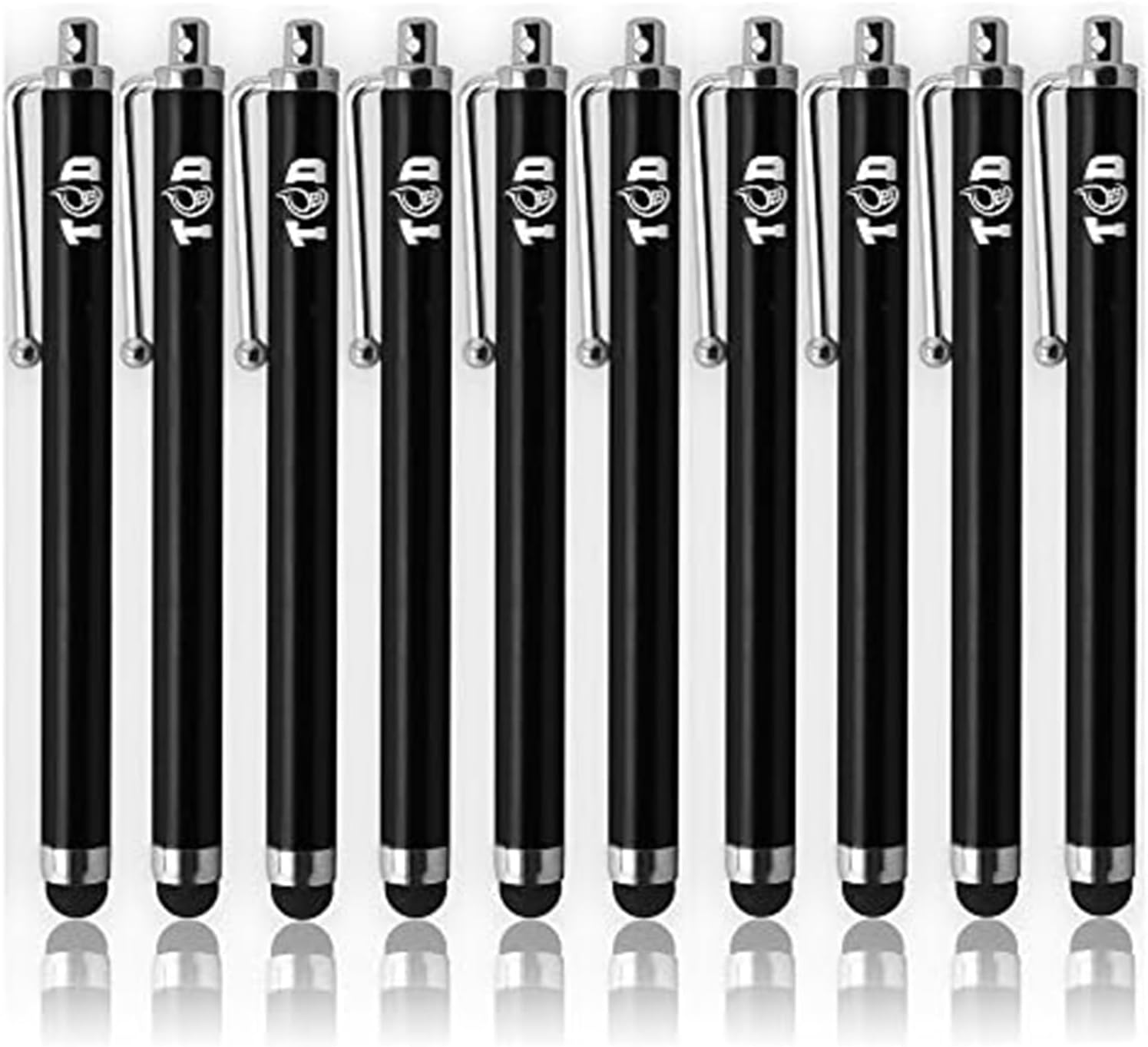 TCD 10-Pack Stylus Pen Set – Universal Capacitive Pen for iPad, iPhone, Tablet, Laptop – Premium Thick Rubber Tip Styluses for All Touchscreen Devices, Black