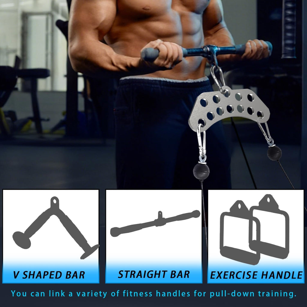 Double to Single Adaptor Plate for Cable Pulley Machines Durable Solid Stainless Steel with 3 Carabiners Suitable for Dual Cable Machines LAT Pulldown, Shoulder & Biceps Exercises