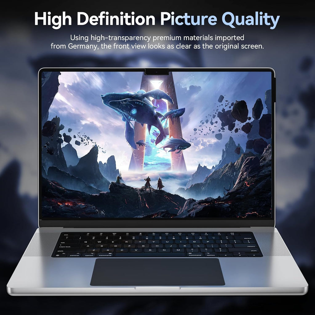 Privacy Screen Protector for MacBook Pro 16 Inch (2021-2024, M1, M2, M3), Easy On/Off Removable Anti Spy Blue Light Glare Shield Laptop Privacy Filter for Apple Mac Pro 16.2 in (A2991/A2485/A2780)
