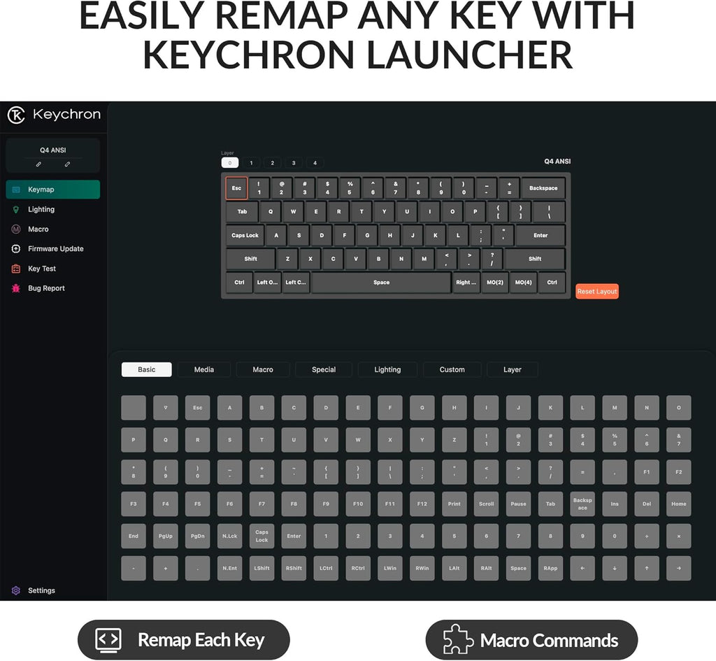 Keychron Q4 Wired Custom Mechanical Keyboard, 60% Layout QMK/VIA Programmable Macro with Hot-swappable Gateron G Pro Red Switch Double Gasket Compatible with Mac Windows Linux (Navy Blue)