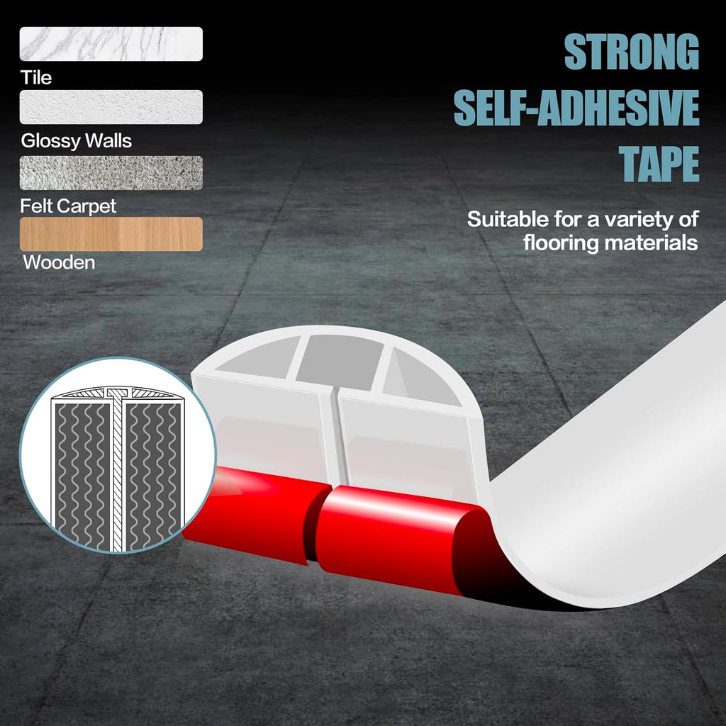 Floor Cord Cover Self Adhesive Cord Hider,10FT Cable Management, Extension Strip Protector for Wires, Prevent Cable Trips for Offices, Gyms, Exhibitions Cavity:0.47"(W) x 0.35"(H) White