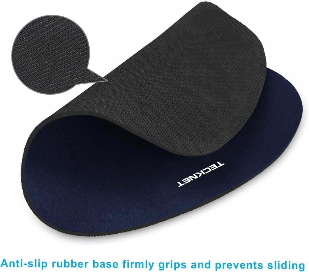 TECKNET 2 Pack Mouse Pad with Wrist Support, Ergonomic Gaming Mouse Pad Pain Relief, Portable Comfortable Mousepad for Computer, Laptop, Office, Home Non-Slip Base, Waterproof Surface - Navy