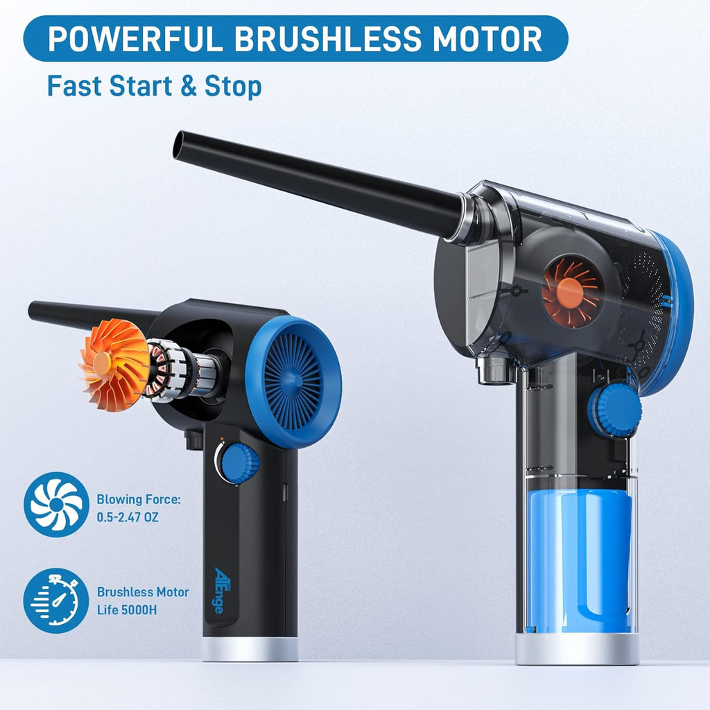 ATEngeus Compressed Air Duster, Electric Air Duster, Cordless Air Duster for Computer, Stepless Speed, Keyboard Cleaner, Replace Canned Air, Brushless Motor, 6000mAh