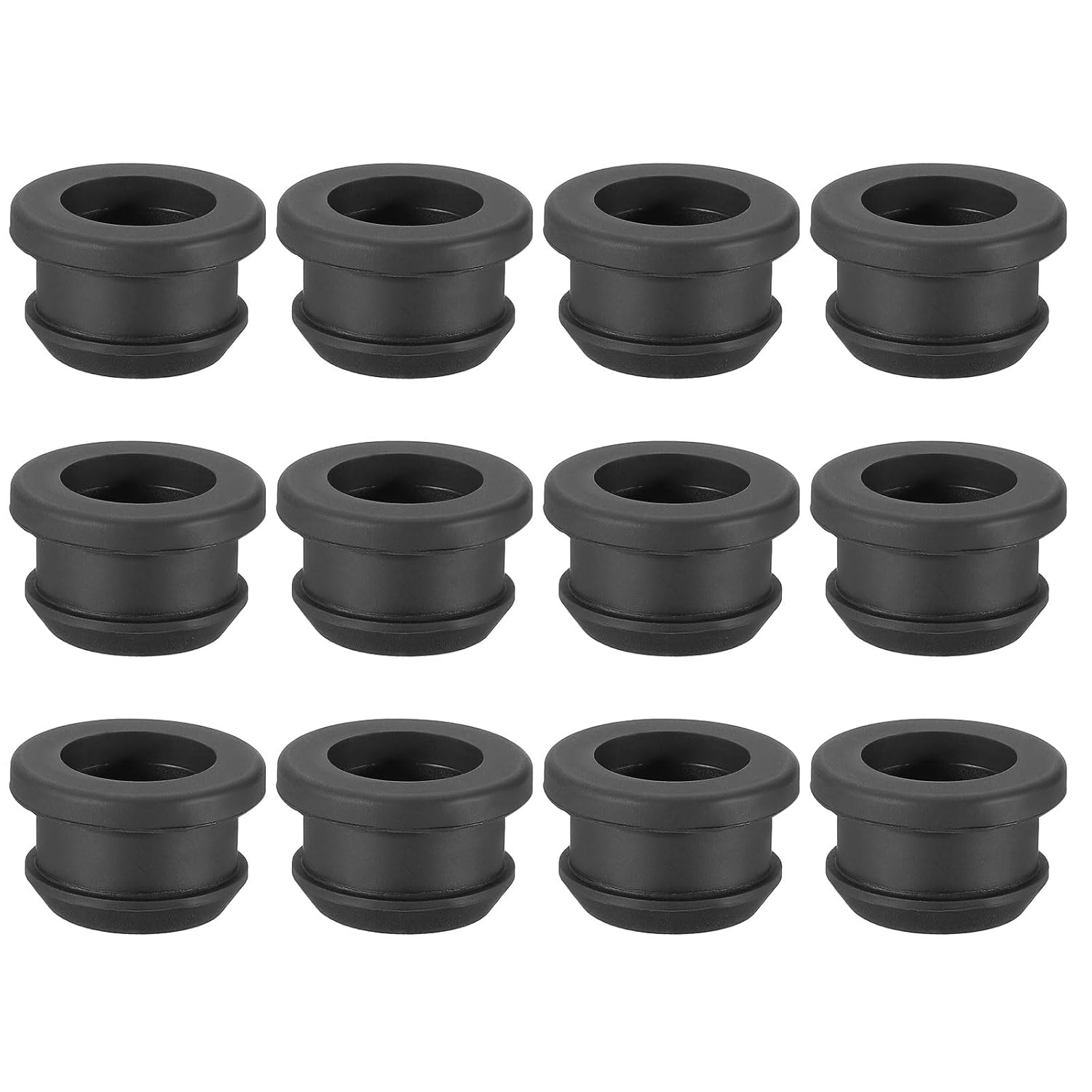 PATIKIL 18mm / 11/16 Inch Drill Hole,9/16 Inch ID Rubber Grommets, 12Pcs Top Hat Grommet for Wiring Eyelet Ring Gasket Automotive Firewall Cable Hole Plugs Wires Protection, Black