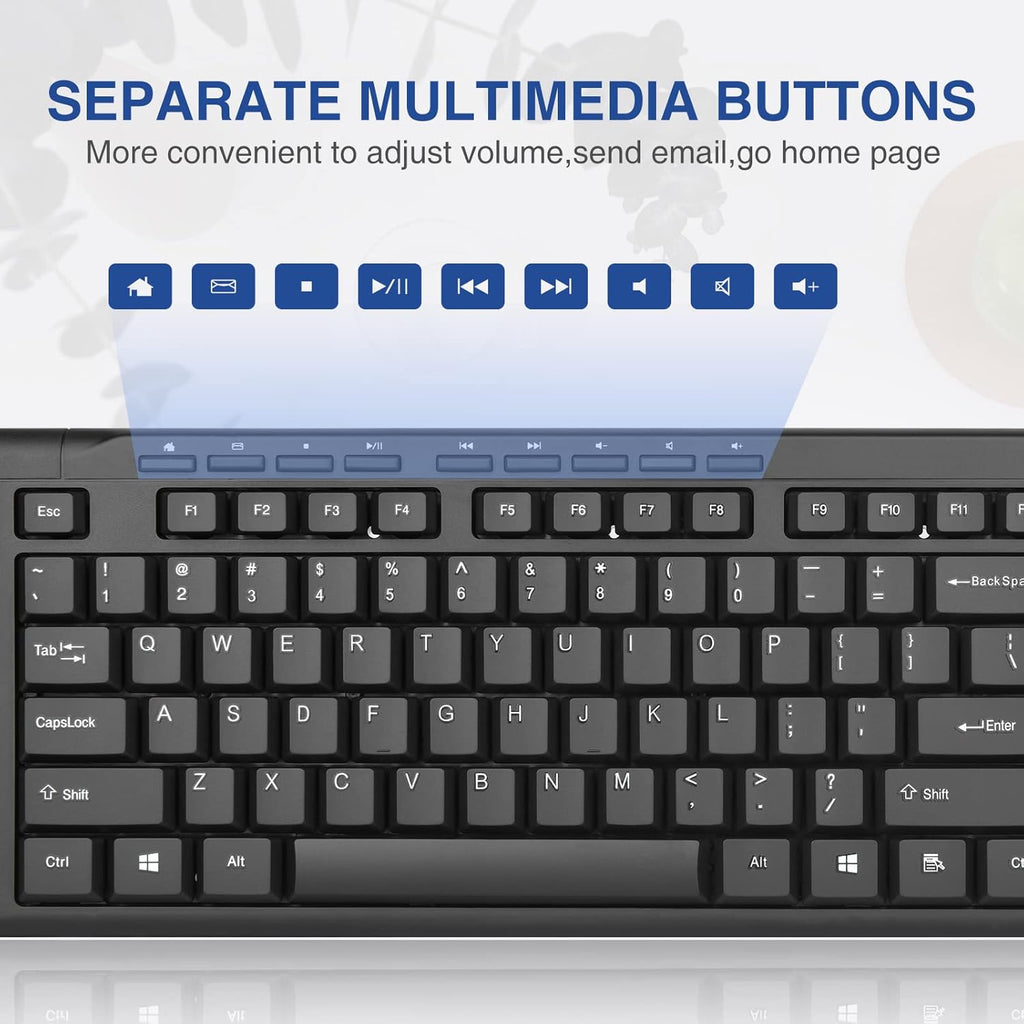 Rii RK907 Ultra-Slim Compact USB Wired Keyboard for Mac and PC,Windows 10/8 / 7 / Vista/XP (Black) (10PCS)
