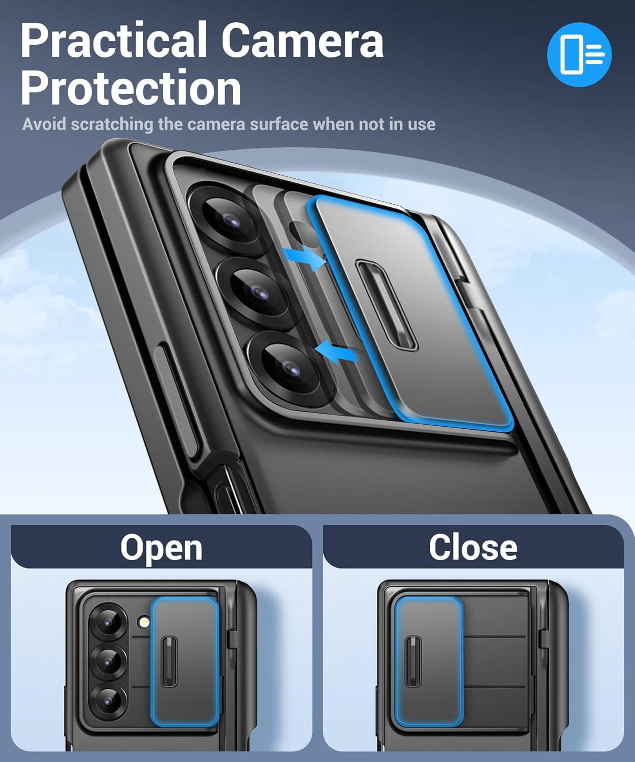 BERFY for Z Fold 7 Case with Privacy Screen Protector, [Anti Spy] Military Grade Hidden Kickstand & Slide Camera Cover, Full Body Shockproof Slim Hard Phone Case for Samsung Galaxy Z Fold 7, Black