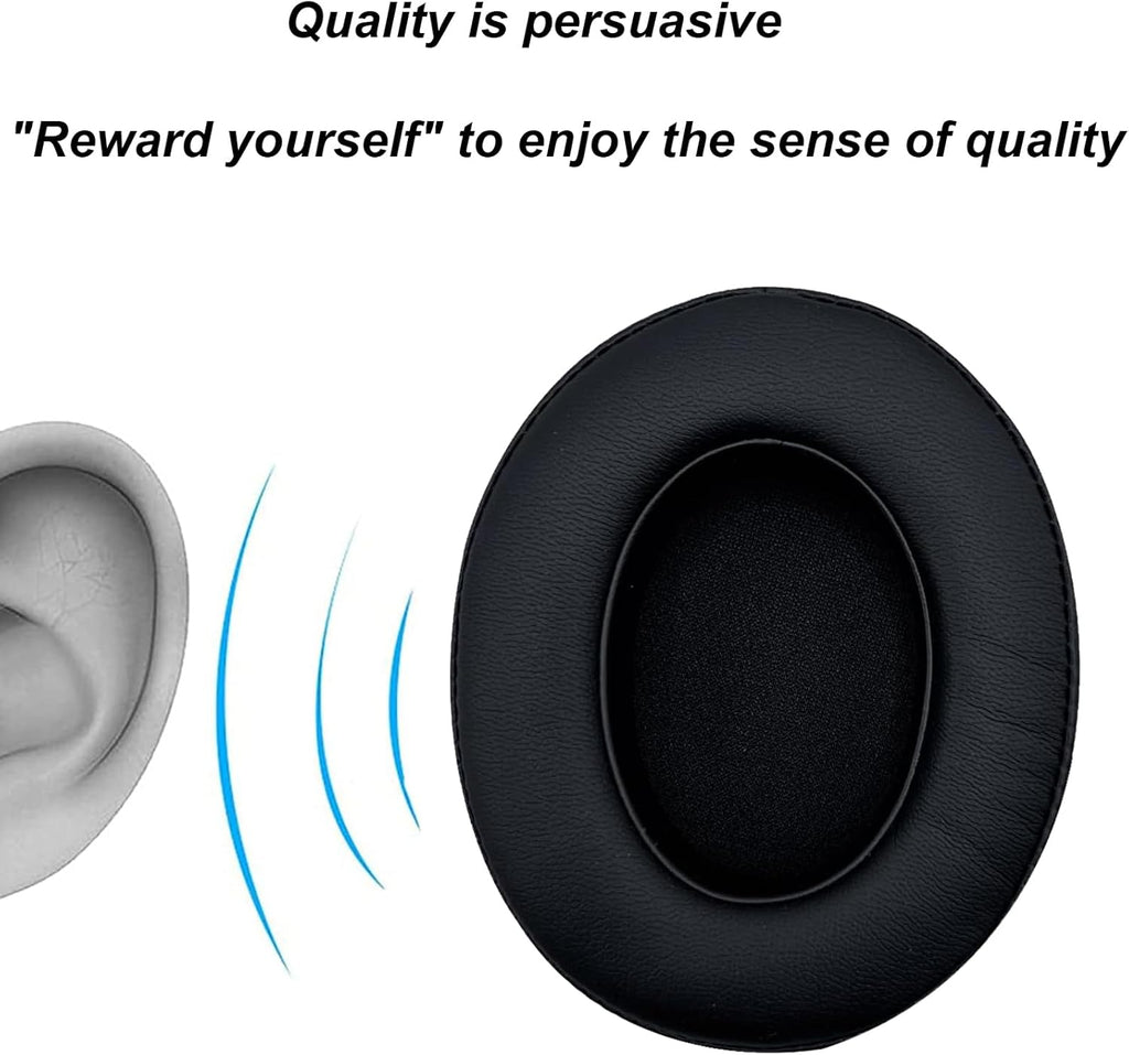 Replacement Ear Pads Cushions for Beats Studio（B0501、B0500），Beats Studio 2 & Studio 3 Wired & Wireless Headphones, Earpads with Soft Protein Leather, Noise Isolation Memory Foam - Grey (Black)