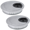 2 Pcs Desk Grommet 2-3/8" / 60 mm, Desk Cord Hole Cover, Cable Grommet Metal Zinc Alloy Materilal, Desk Hole Grommet for Home & Office Pc, Detachable Cable Cord Organizer-Matte Silver