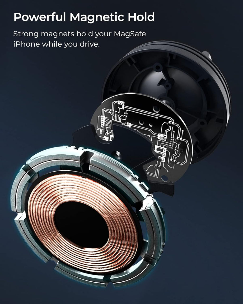 iOttie Velox Mini MagSafe Compatible Air Vent Car Mount in Midnight Blue with Wireless Charging. Compatible with MagSafe iPhones Including iPhone 12/13/14/15/16 Series (Car Charger Not Included)
