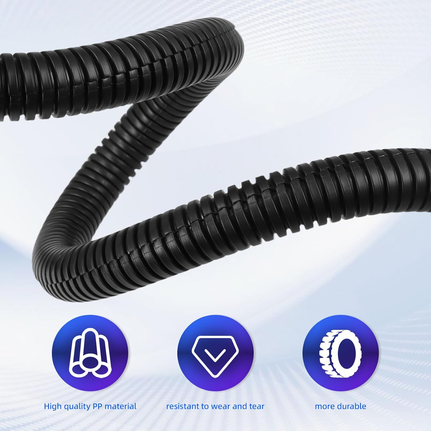Split Wire Loom Tubing,10,25ft Cord Protectors from Pets No Chew, Flexible Wire Covers Cord Protectors, Protective Split Cable Sleeve for Automotive Home Industrial Wires(Black, 0.46inch-10ft)