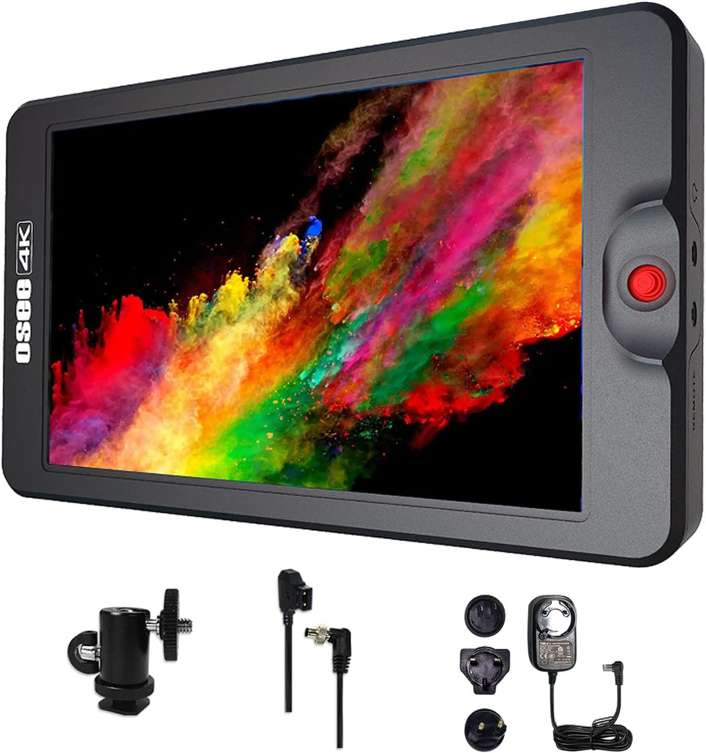 osee T7 7inch Upgraded Version 3000 Nits Ultra Bright Daylight Viewable FHD DSLR Camera Field Monitor 3D LUT HDR 4K HDMI Input & Output Including Ball Head Power Adaptor and D-tap Cable