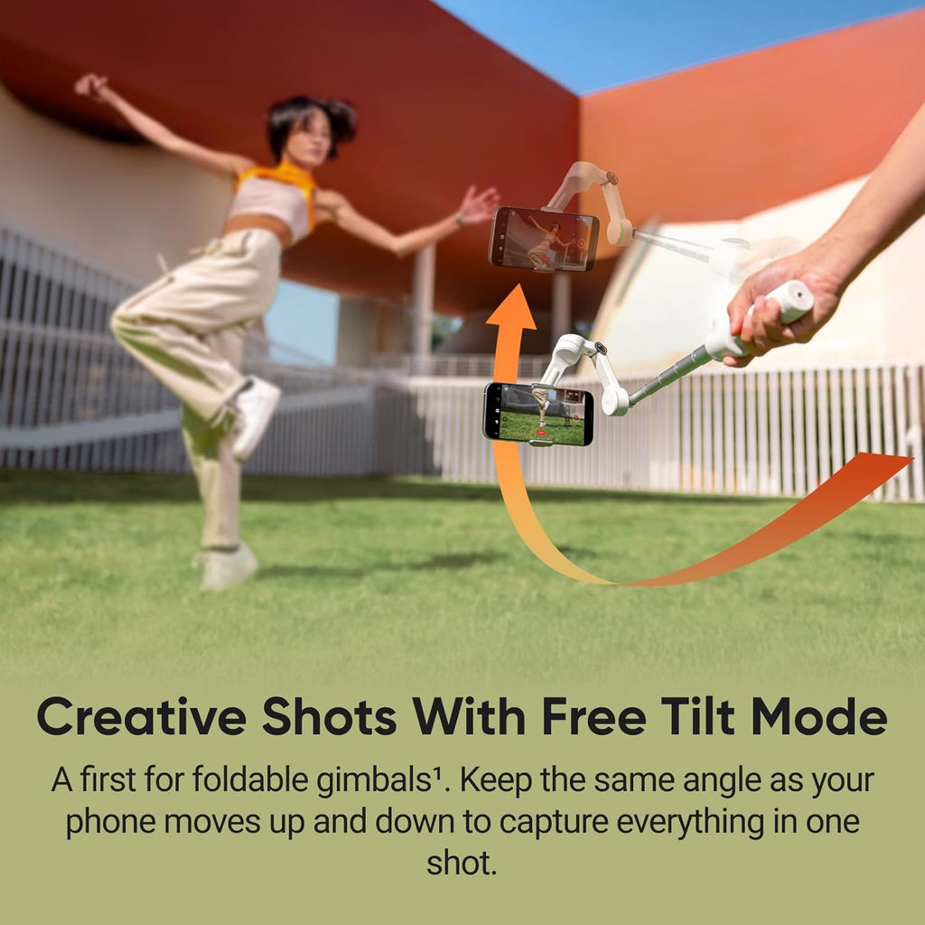 Insta360 Flow 2 Pro Creator Bundle Grey - Foldable AI Phone Gimbal, Apple DockKit, 360º Pan Tracking, Free Tilt Mode, Built-in Tripod/Selfie Stick, Portable Vlog/Travel Stabilizer, Spotlight, MagSafe