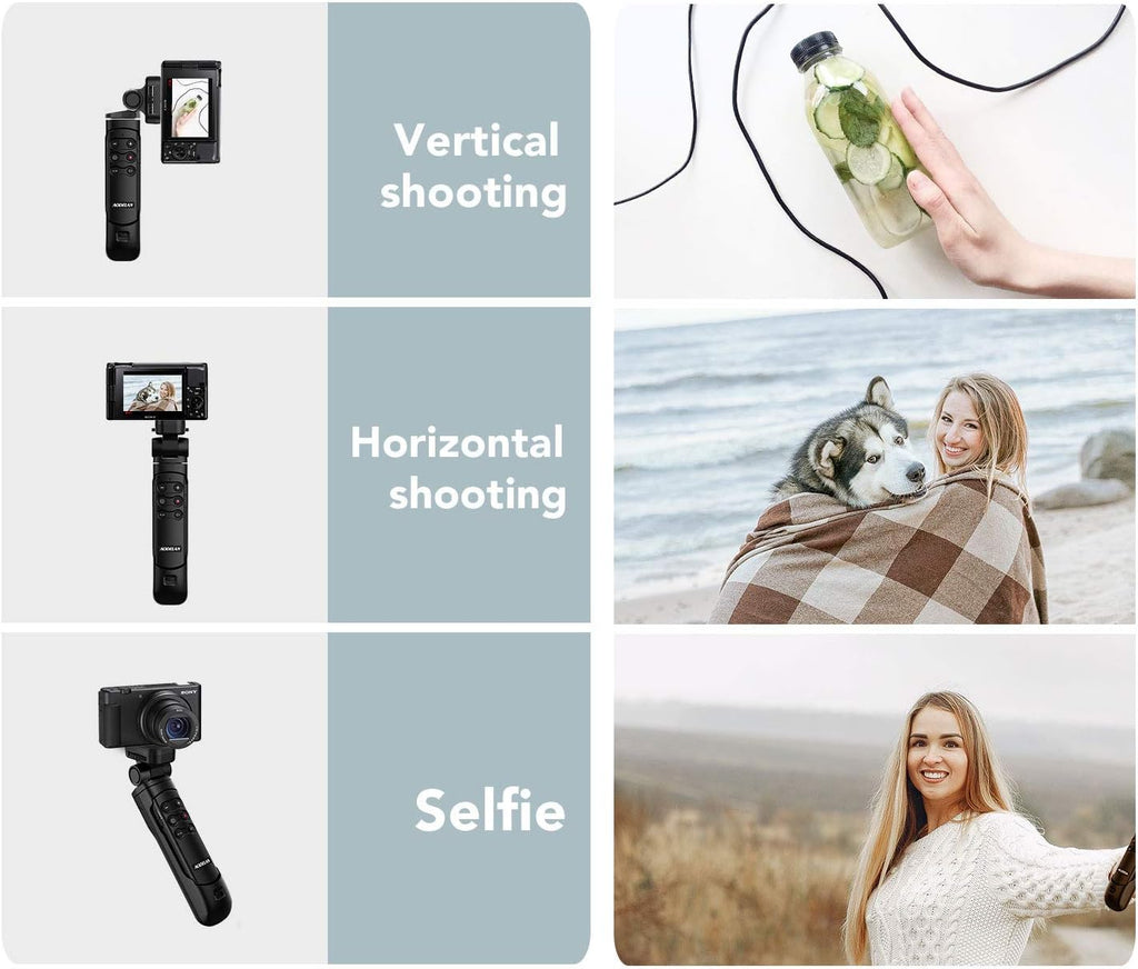 AODELAN Wireless Shooting Grip Tripod with Remote Control for Vlogging, for Sony ZV-E10,ZV-1F, ZV-E10 II, a6100, a6400, a6600, a7 III, a7R III, a7R IV, a9, a9 II, Replace Sony GP-VPT2BT