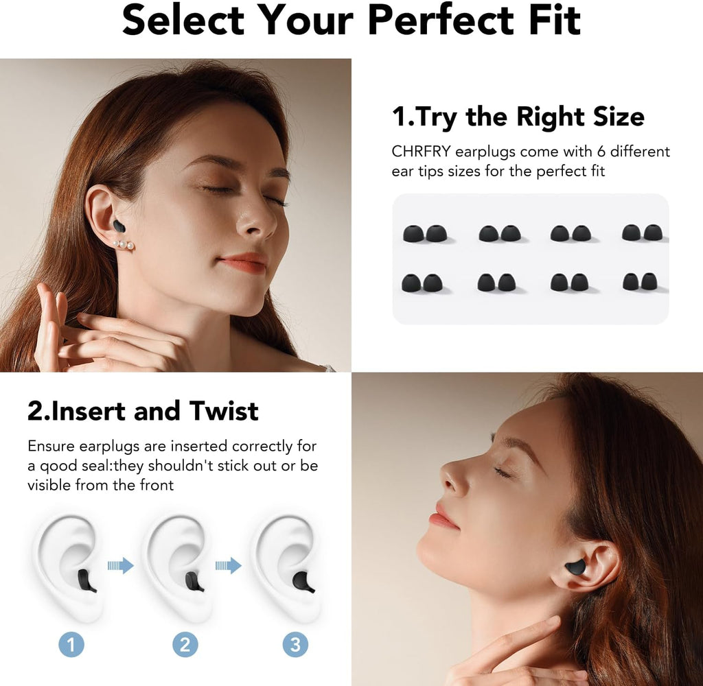 Ear Plugs for Sleeping Noise Cancelling 45dB Concert Earplugs for Noise Reduction Reusable Soft Silicone Ear Plugs with 8 Eartips Case for Snoring Shooting Motorcycle Airplanes Musicians