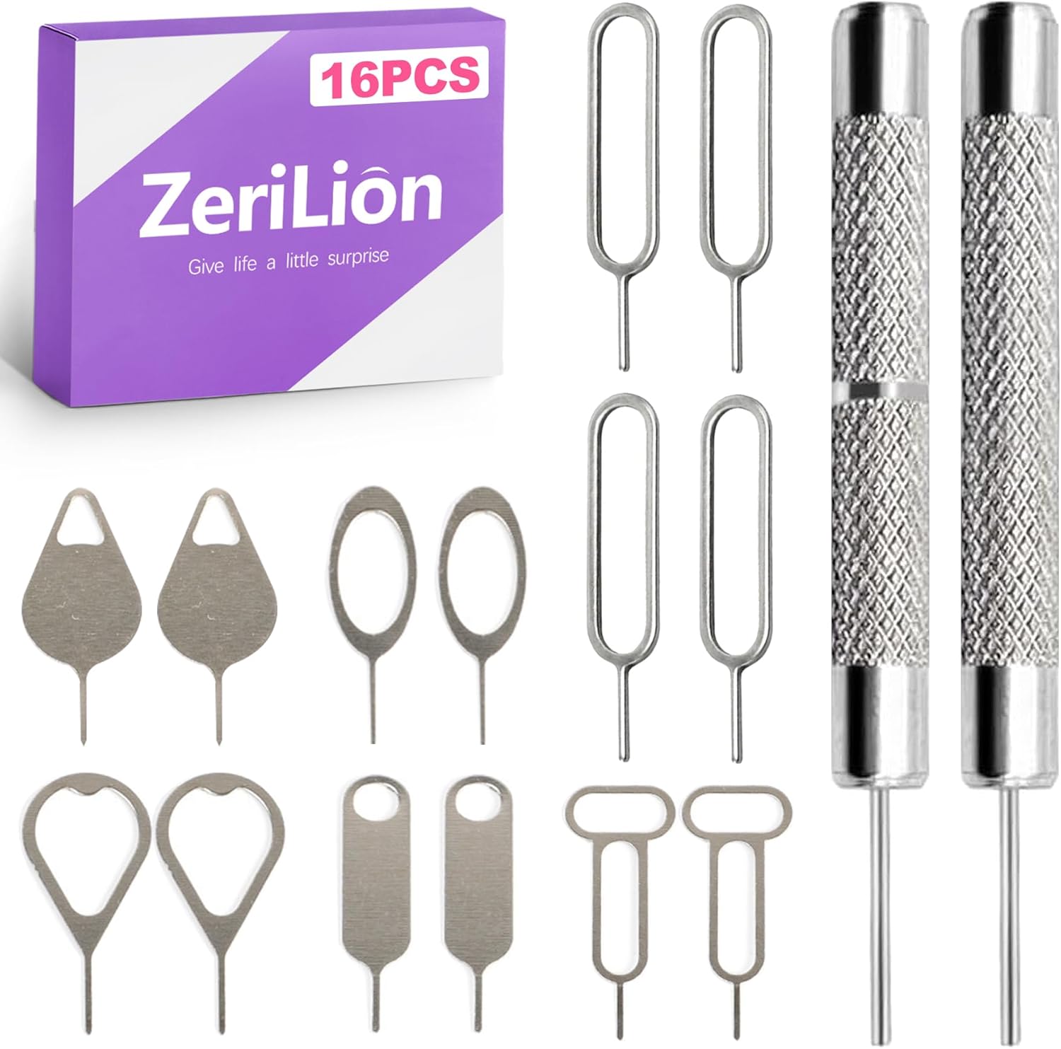 16 Pack SIM Card Ejector Tool Kit, Phone Tray Opener Pin for Easy Removal, Standard Key for Most Cell Phones, Tablets and Other Mobile Devices