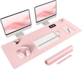 YSAGi Non-Slip Leather Desk Pad Long Size, Waterproof Laptop Computer Desk Keyboard Mat, Table Protector Blotter Mat, Large Mouse Pad for Office/Work/Home/Decor(Pink, 47" x 17")
