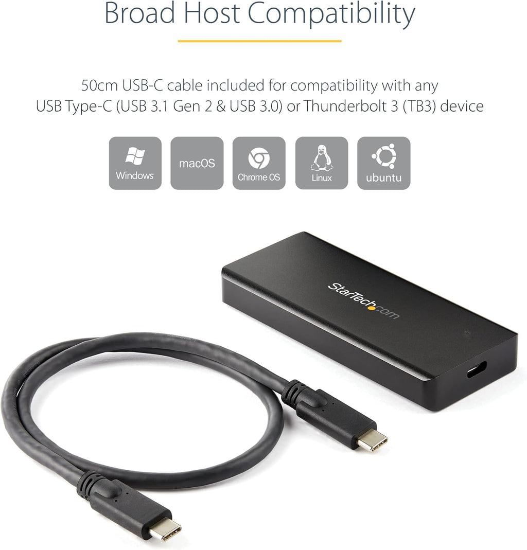 StarTech.com USB-C 10Gbps M.2 NVMe PCIe SSD Enclosure - Rugged Aluminum External M.2 PCIe M-Key Case IP67 Rated - 1GB/s Read/Write - Supports 2230/2242/2260/2280 - TB3 Compatible - Mac/PC, TAA