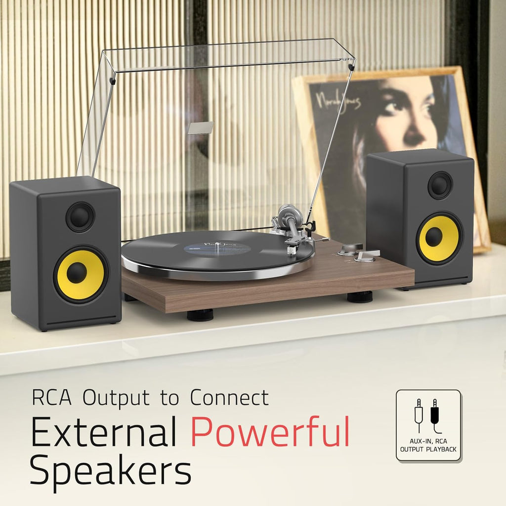 Turntables Record Player with Wireless Output Connectivity Vinyl Player Belt-Drive Support 33 45 RPM Speed Phono Line USB Digital to PC Recording with Advanced MM Cartridge ATN3600L Light Brown