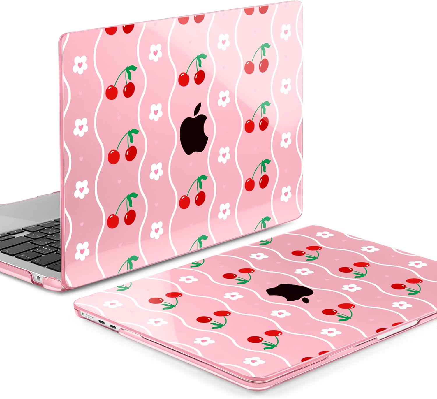 MEEgoodo Case for M4/M3/M2 MacBook Air 13.6 inch Case 2025 2024 2022, Fit Model A3240/A3113/A2681, Laptop Hard Shell with Keyboard Cover Compatible with MacBook Air 13 inch, Sweet Cherries
