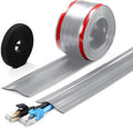 Soft PVC Cord Covers - 8.2ft Self-Adhesive Floor Cable Cover Cord Hider, Gray