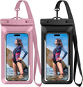 Universal Waterproof Phone Case,with Inside Card Pack,Large Dry Bag Up to 8.3",Compatible with iPhone 16 15 14 13 Pro Max, IPX8 Cellphone Travel Beach Essentials for Beach, 2 Pack-Black &Pink