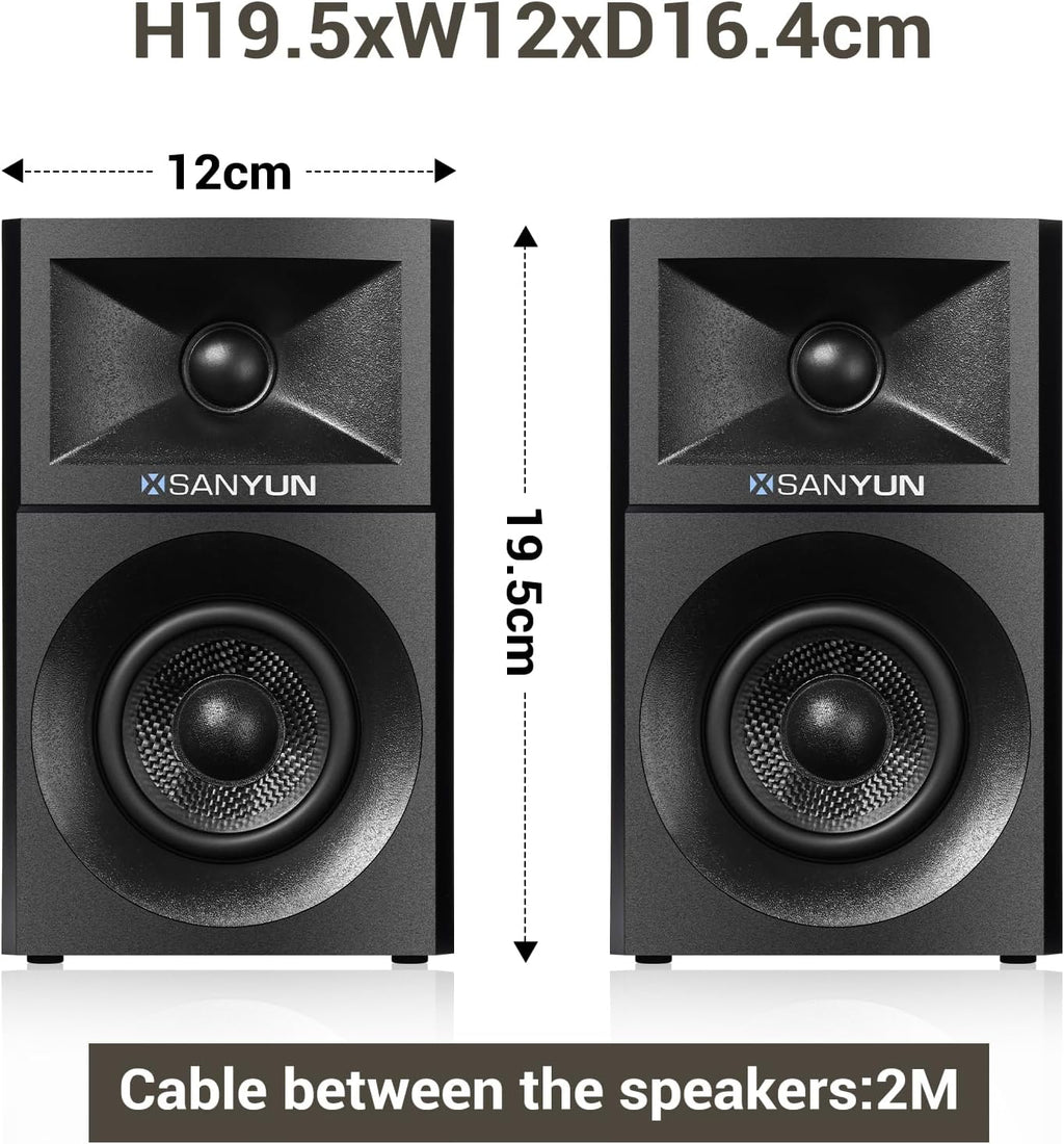SW203 4.0 Computer Speakers - 60W 4-Way DSP Control 3D Immersive Sound - 3" Carbon Fiber Woofer & 20mm Silk Dome Tweeter - 24bit DAC USB/Bluetooth 5.4/AUX - Studio-Grade Audio (Pair, Black)