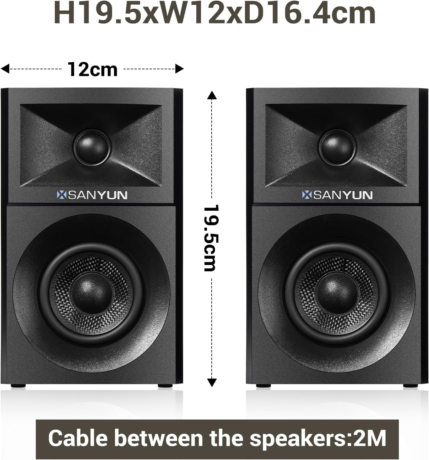 SW203 4.0 Computer Speakers - 60W 4-Way DSP Control 3D Immersive Sound - 3" Carbon Fiber Woofer & 20mm Silk Dome Tweeter - 24bit DAC USB/Bluetooth 5.4/AUX - Studio-Grade Audio (Pair, Black)