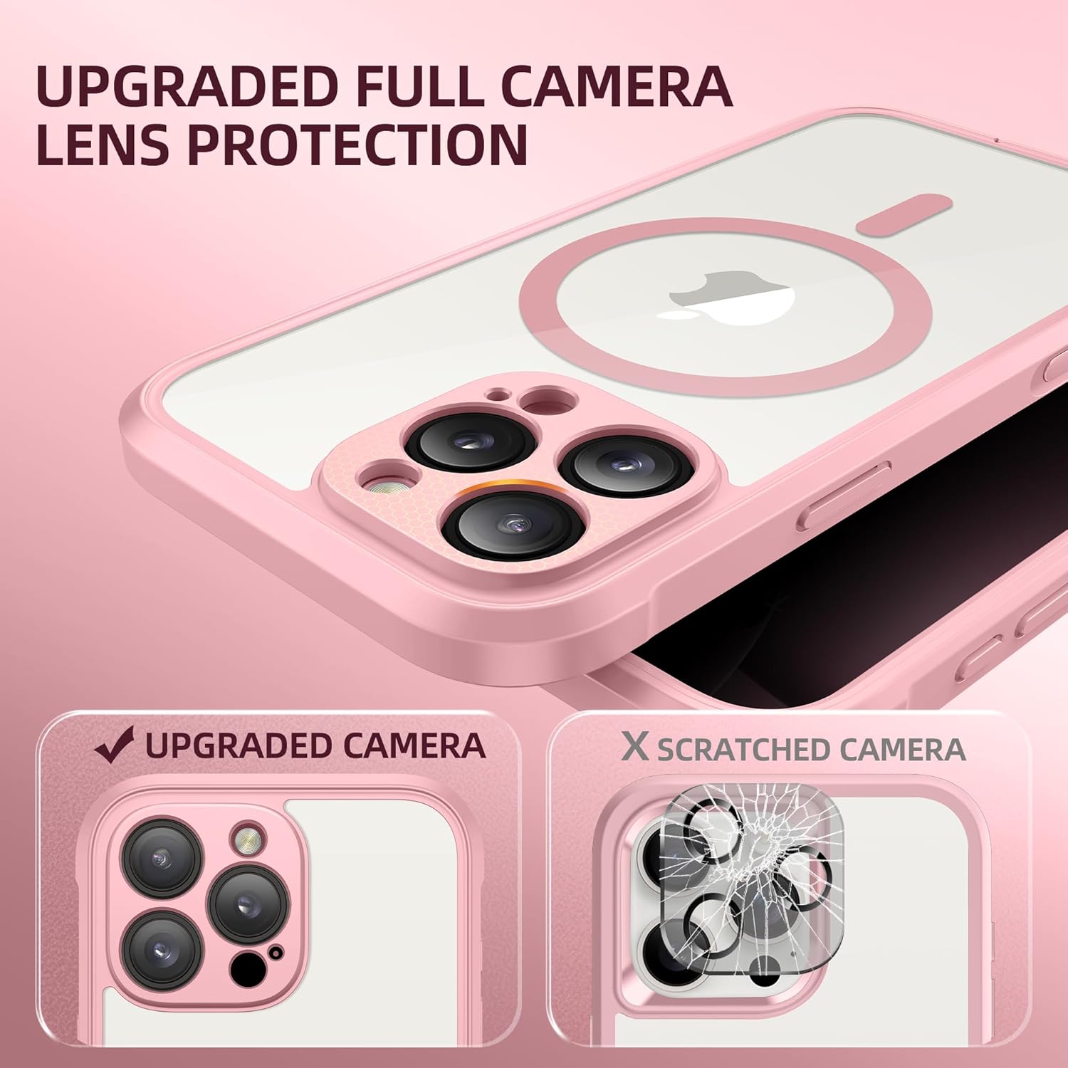 BERFY Magnetic for iPhone 16 Pro Case, Compatible with MagSafe, Built-in Privacy Screen Protector and Upgraded Camera Protection, Anti-Spy Full Body Shockproof Phone Case for 16 Pro 6.3", Pink