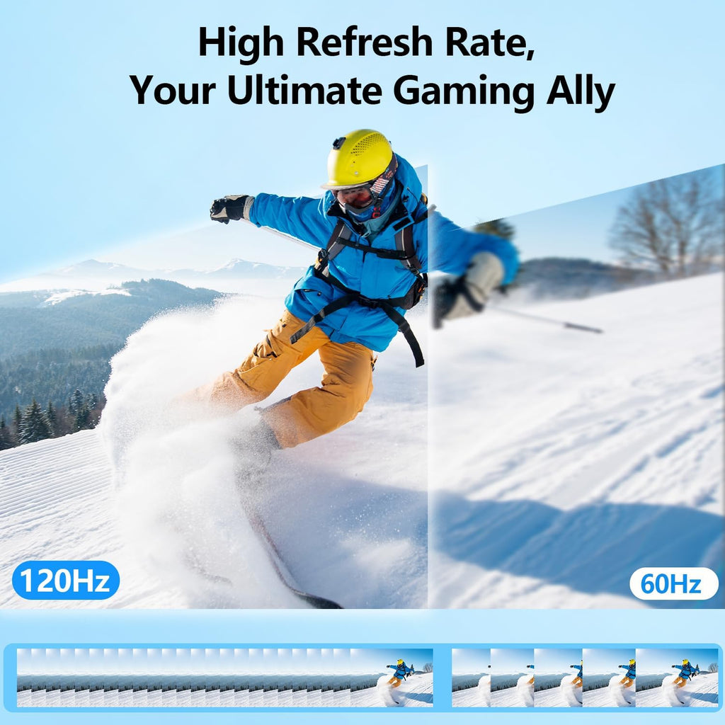 24'' Large Portable Monitor, FHD 120HZ 120% SRGB IPS USB-C HDMI Work Home Gaming Built-in Stand Speakers Second Monitor 1080P for Laptop, MacBook, Phones