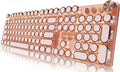 EWEADN Typewriter Style Mechanical Gaming Keyboard, Wired Mechanical Keyboards,104 Keys Backlit LED Keyboards, Media Control Knob, Wired Computer Keyboard Pink Switch for Windows/Mac/PC-Pink