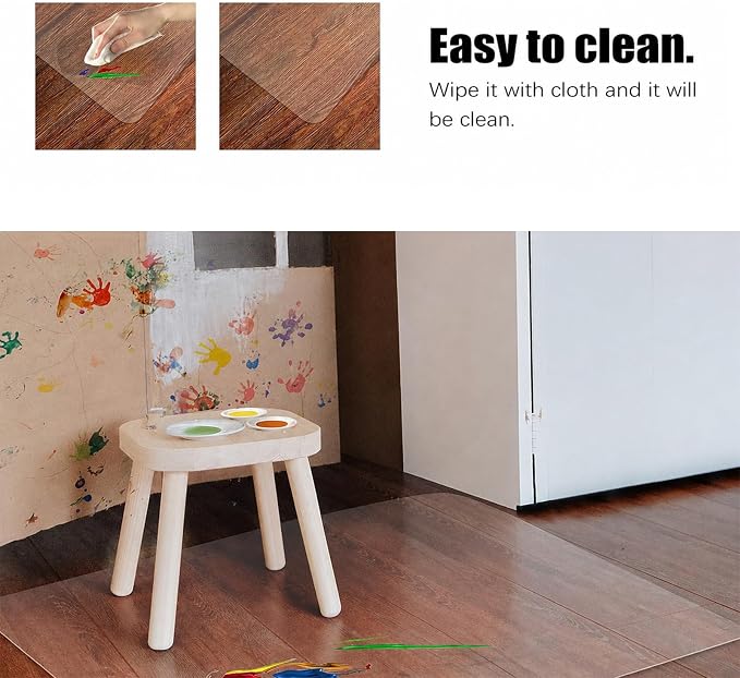 Kuyal Clear Chair mat for Hardwood Floor 46 x 72 inches Transparent Floor Mats - Image 3