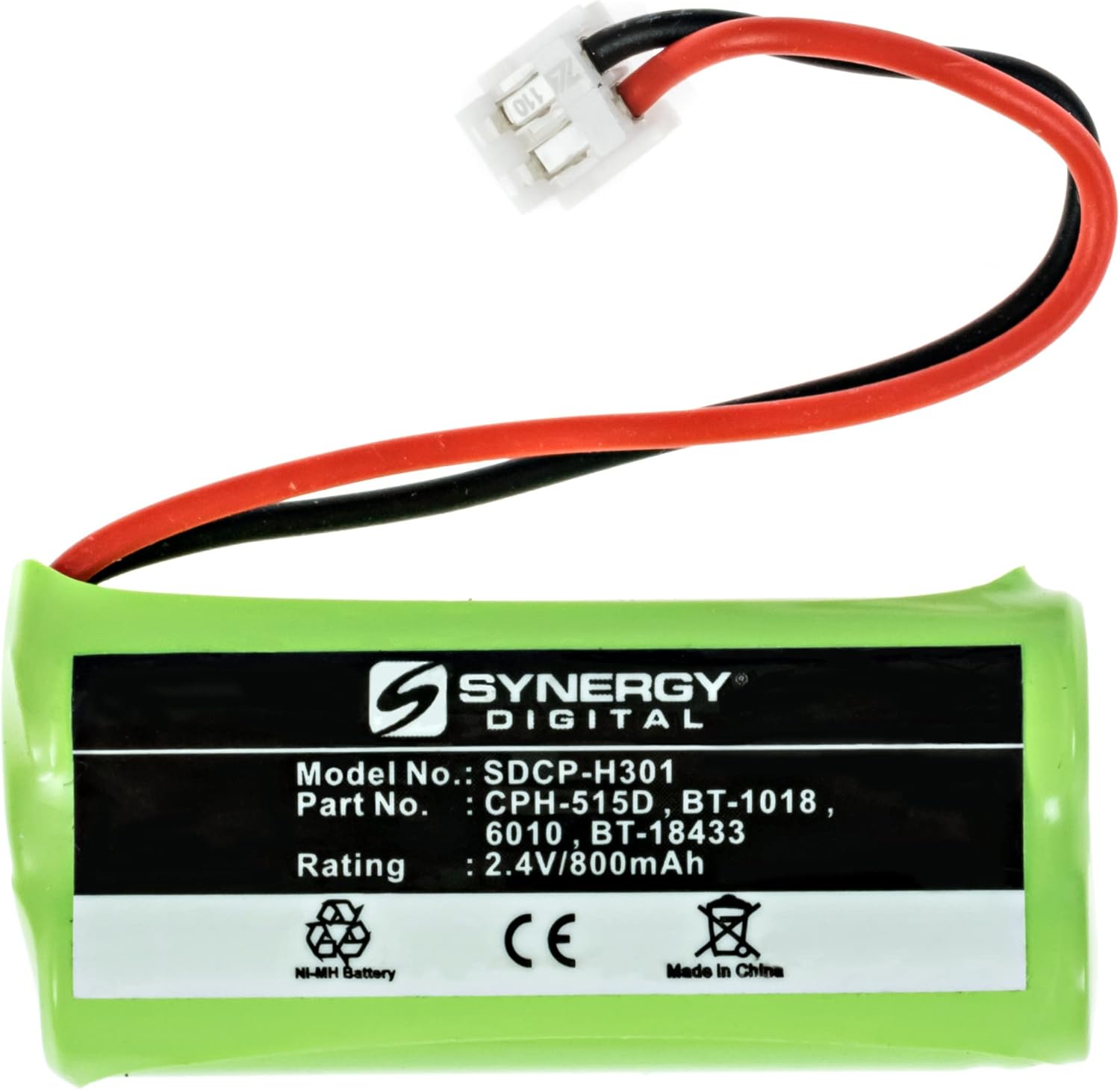 Synergy Digital Cordless Phone Battery, Compatible with AT&T-Lucent BT8001 Cordless Phone, (Ni-MH, 2.4V, 800 mAh), Compatible with Uniden BT-1018, BT-1011, BT-1022, BT8001, BATT-6010, BT18 Battery