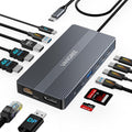 USB C Docking Station, 14 in 1 USB C Hub Multiport Adapter, Triple Display 3 Monitors with Dual 4K@60Hz HDMI+DP, 100W PD, 5xUSB A/C 10Gbps, Ethernet, SD/TF, Audio Ports for Laptop/Lenovo/Dell/HP