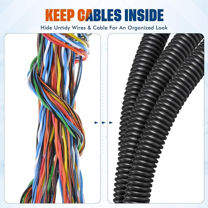 Sasylvia 1/4", 3/8" x 15 ft Split Wire Loom Tubing Automotive Wire Loom - Image 5
