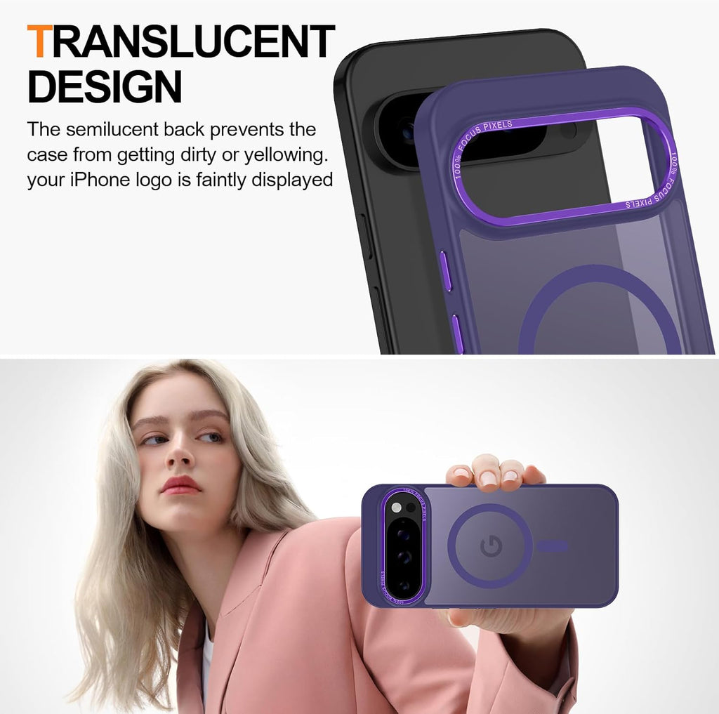 Magnetic for Google Pixel 10 Pro XL Case, [Military Grade Drop Protection] [Compatible with MagSafe] Shockproof Slim Translucent Matte Anti-Slip for Women Girls Men Case, Deep Purple