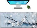 Galdas Gaming Mouse Pad XXL XL Large Long Extended Big Mousepad Non-Slip Rubber Keyboard Mouse Pad with Stitched Edges for Laptop Home Office (31.5x11.8x0.08 Inch) -Snow Floral
