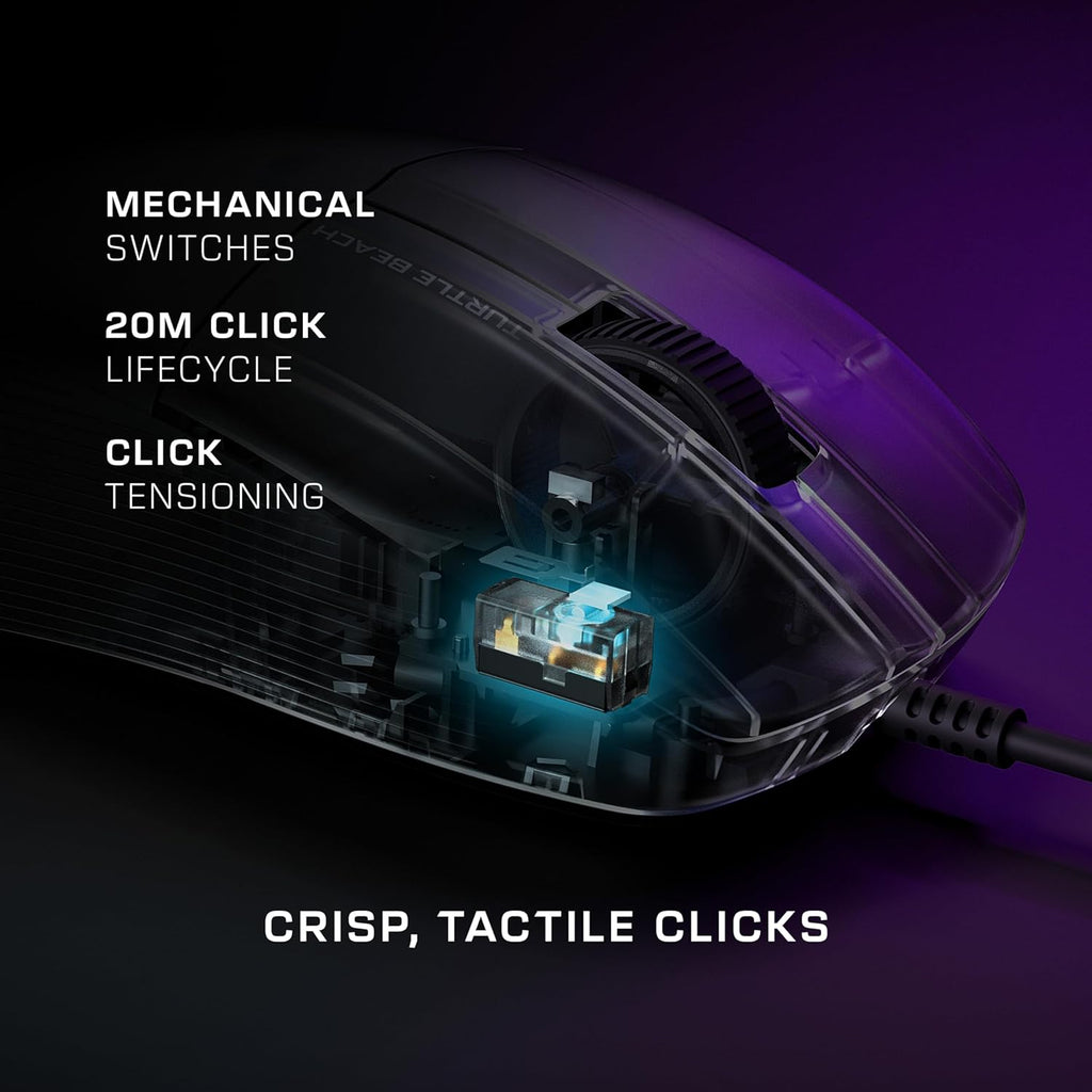 Turtle Beach Pure SEL - Ultra-Light Ergonomic RGB Gaming Mouse, 8K DPI Optical Sensor, Mechanical Switches, Pretension System, Pure PTFE Glides, RGB Illumination – Black