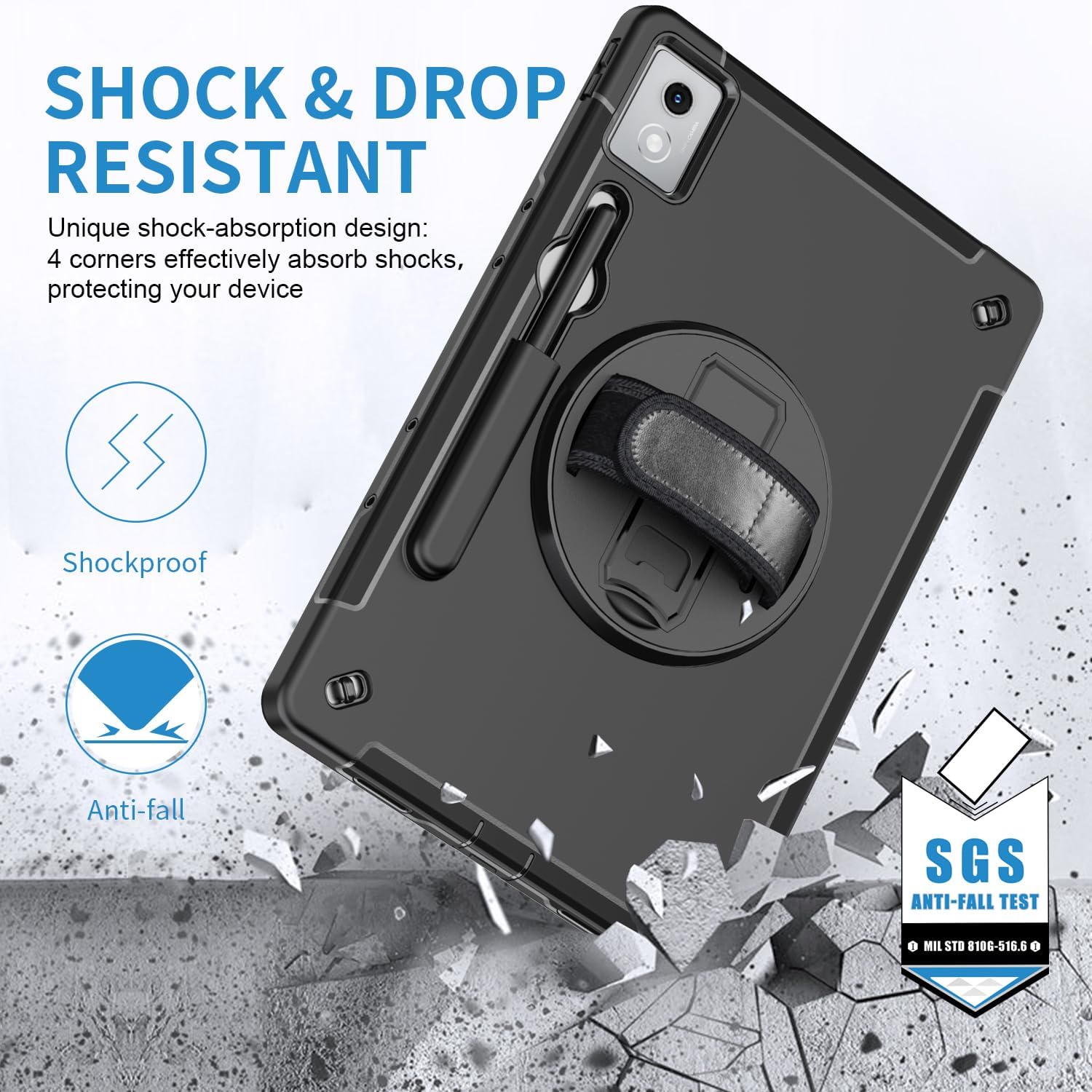 ZenRich Rugged Case for Lenovo Idea Tab Pro 12.7inch,Heavy Duty Shockproof Protective Case w/ [360 Rotating Kickstand] [Hand Strap][Shoulder Belt] for Lenovo Idea Tab Pro 2025 Realease Black