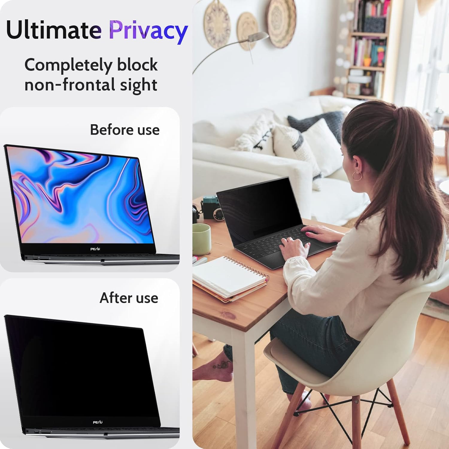 14 Inch Laptop Privacy Screen Compatible with Lenovo Hp Dell Acer Asus Thinkpad Envy Xps Computer 16:10 Aspect, Removable Anti Glare Blue Light Filter Protector, 14inch Monitor Security Shield