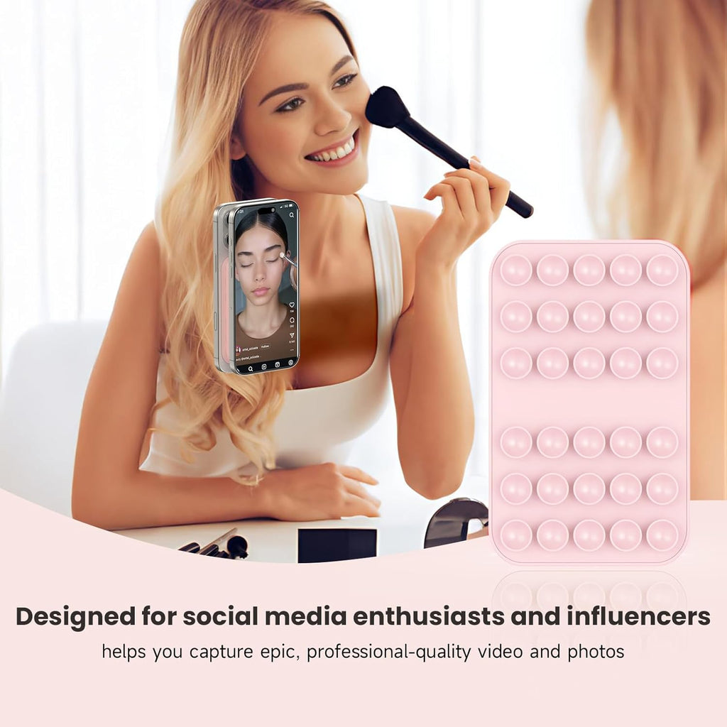 Patented Magnetic Sticky Phone Suction Grip Mount for MagSafe Case,Magnet Silicone Portable Stand Holder for iPhone 16/15/14/13/12 Series and Android, Hands-Free Selfies and Videos,Chalk Pink