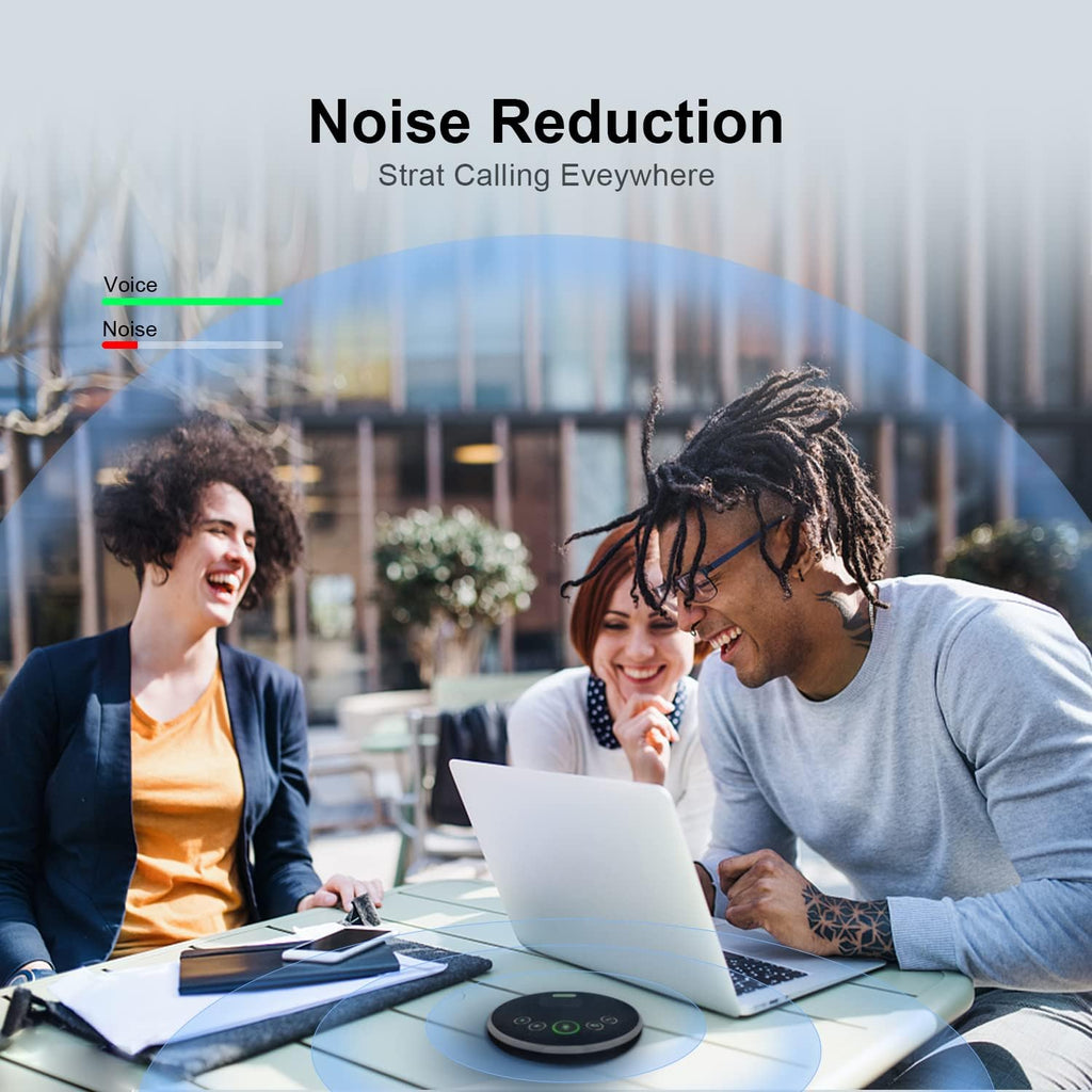 Tenveo Conference Speaker Microphone, Bluetooth/Dongle/USB Connectivity, 360° Sound Pickup and AI Noise Reduction, Compatible with Zoom, Teams, OBS, Supports 10-12 People for 8 Hours of Talk Time