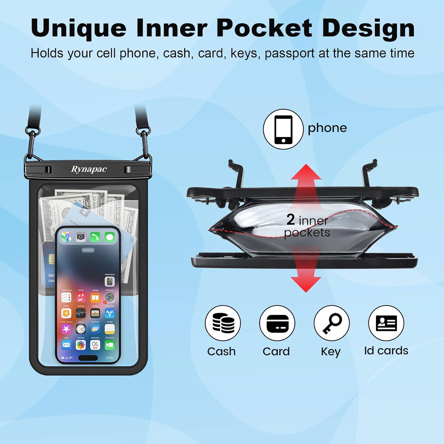 2 Pack Waterproof Phone Pouch - 10in Waterproof Phone Case with Lanyard, IPX8 Cell Phone Dry Bag Beach Cruise Ship Essentials for iPhone 16 15 14 Pro Max, Galaxy S25 S234 S23 Ultra