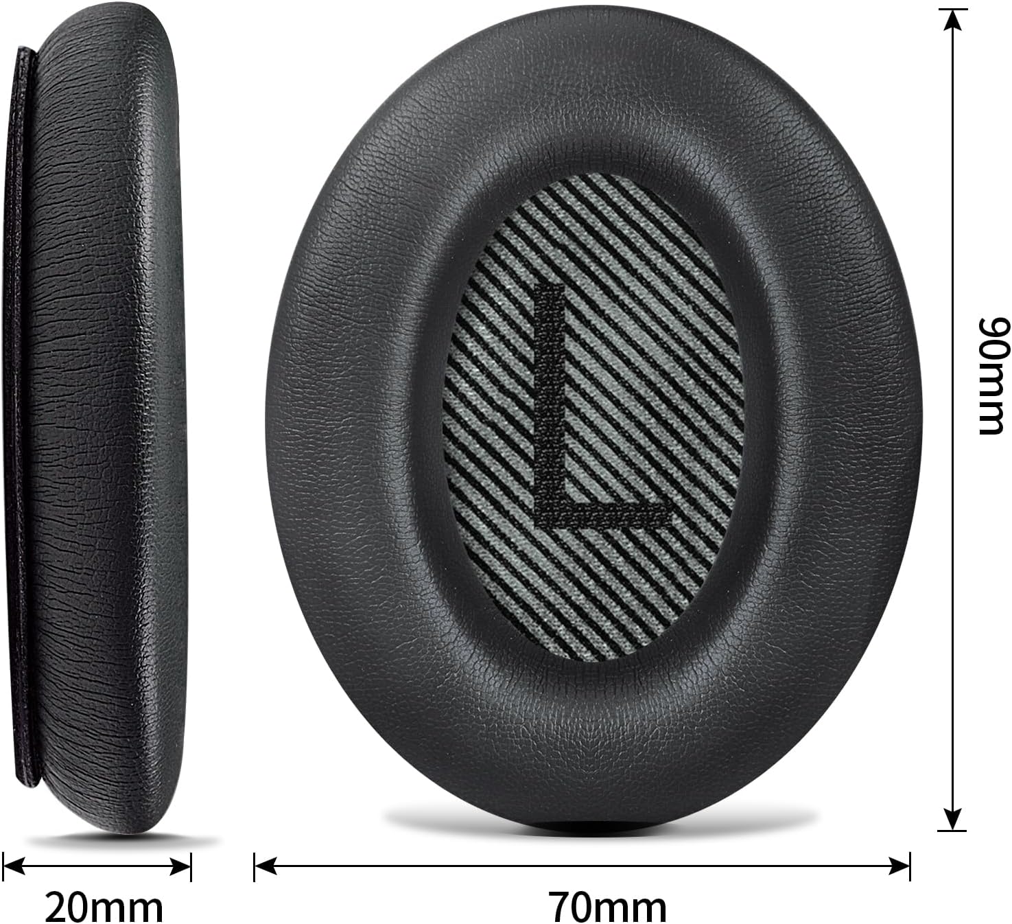 Headphones Replacement Ear Pads, Protein Leather earpad Cushions for Bose Quiet Comfort QC35 Headphones, Replacement Earpads, Softer Memory Foam - Black
