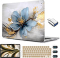 CISSOOK for MacBook Air 13.6 inch Case 2025 2024 2023 2022 Release Model A3240 A3113 A2681, Laptop Hard Shell Cases with Keyboard Cover Type C Adapter for MacBook Air 13 M2 M3 M4, Retro Golden Floral