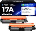 17A Black Toner Cartridge 2-Pack with chip High Yield Replacement for HP 17A CF217A Toner Compatible with HP Laserjet Pro MFP M130a M130fn M130fw M130nw M102a M102w Printer M130 M102 Series Ink Copy