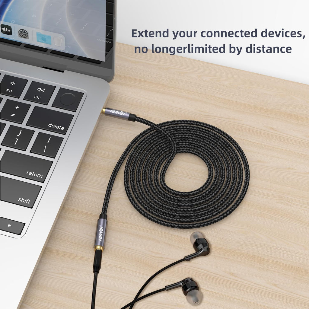 20FT 3.5mm Aux Jack Audio Extension Cable,Male to Female,TRS Headphone Extension Cable Compatible with Heaphone, MP3 Players iPhone iPad Tablets Media Player